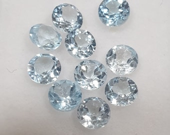 Sky Blue Topaz Lot Faceted Round Brilliant Cut  4mm.-(10Pcs)- Natural Gemes At Wholesale Prices