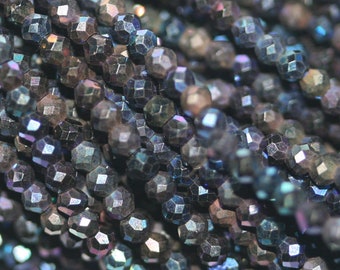 13" Strand Blue Spinel Faceted Round Beads 2mm.