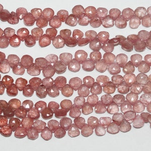 8&quot; St Cherry Quartz Faceted Drop Beads 6-7mm.-Strand 20cm.
