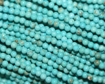 16 "St Turquoise Smooth Round Beads 2mm -Strand 40cm