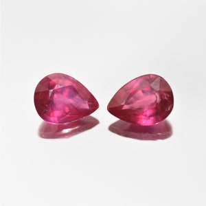 Ruby Faceted Drop Lot 6x8mm.- 2 pieces - Glass Filled Treatment