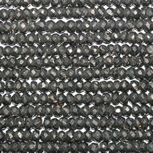 13&quot; St Natural Pyrite Faceted Rondelle 4x3mm.-Strand 33cm.