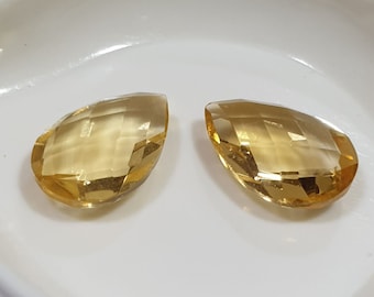 1 Paire Citrine Goutte Facette 12x8 mm Taille Briolette. 2 pièces - Gemmes en gros