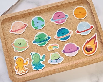 Cute planet stickers - Planets - Universe - Aliens  - Space stickers - kawaii stickers - journal stickers - planner stickers - gift