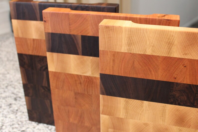 End Grain Cutting Board Butcher Block With Feet and Handles Etsy