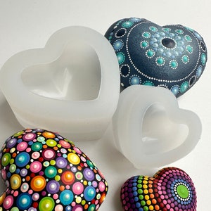 Kreativ Set 2 Herzen-Gießform, Silikonformen zum Gießen von 3D-Herzen, Malerei, Gestaltung von kreativen Herz- Geschenken, Mandala-Dotting
