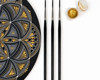 3 Rigger and Liner Brushes for Fine Lines, Swooshes and Brushstrokes in Mandala Dot Art, Acrylic Painting and Model Making