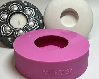 Molde de silicona para velas de té de 12 cm, producción de piezas en bruto de piedra mandala, molde de fundición 3D para piedras redondas para pintar, accesorios para pintar puntos, forma 4