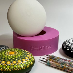 Silikon-Form 10cm zur Herstellung von Mandala-Stein-Rohlingen, 3D-Gießform für runde Steine zum bemalen, Dot-Painting Zubehör, Form 2 Bild 10