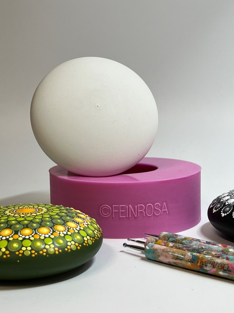 Silikon-Form 10cm zur Herstellung von Mandala-Stein-Rohlingen, 3D-Gießform für runde Steine zum bemalen, Dot-Painting Zubehör, Form 2 Bild 2