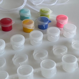 6 x 3ml empty mini plastic jars / pots / boxes, airtight storage for acrylic paint for dot painting, mandala painting, painting stones