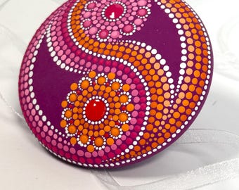 Yin Yang Dot Mandala Stone for Harmony, Balance and Positive Energy, Hand Painted Home Decor for Yoga, Meditation and Mindful Living