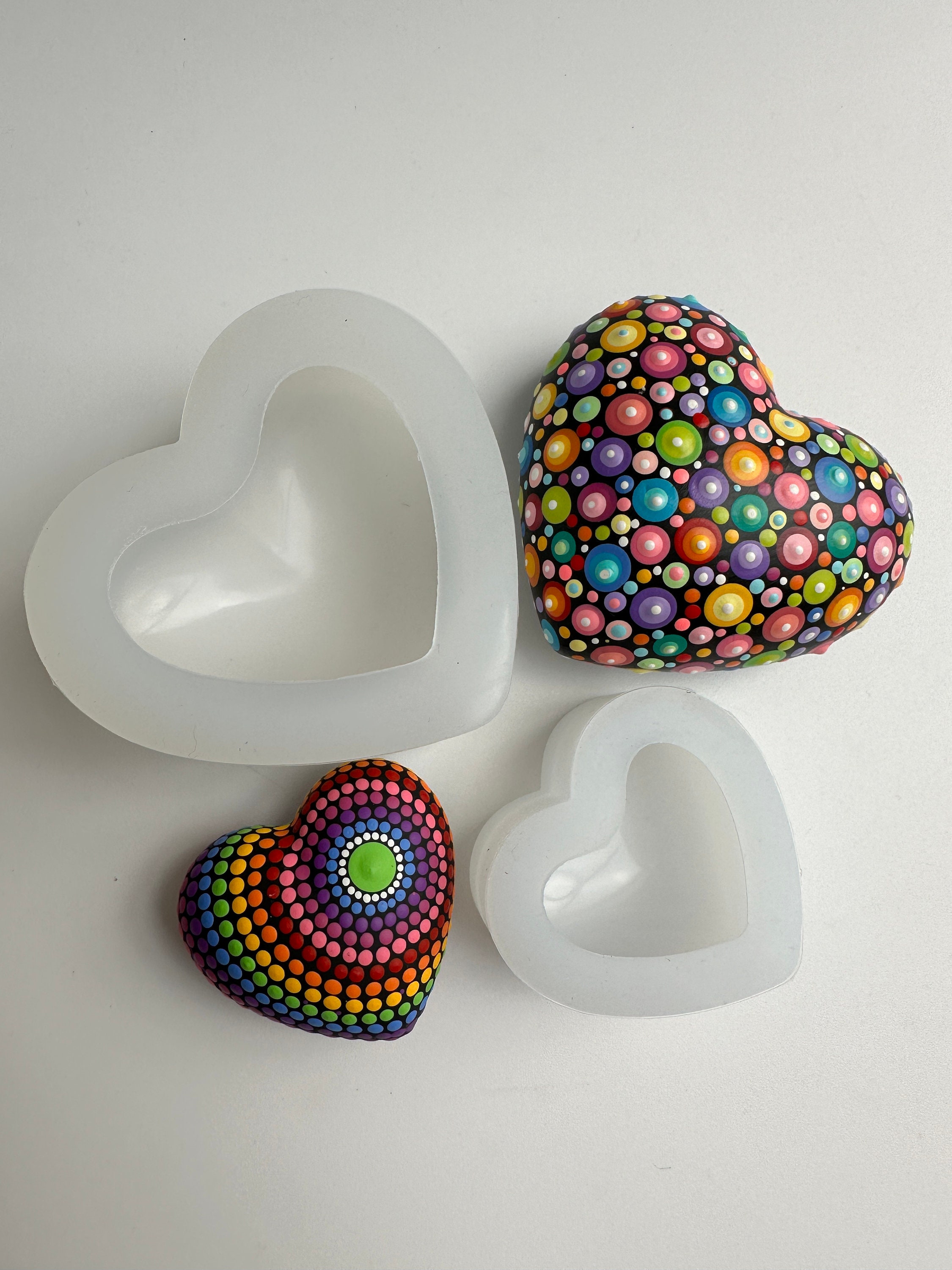 Medium Silicone Heart Stone Mold 3″ Rock Mould – Dot Art Depot