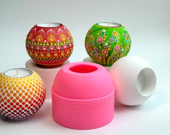 3D Silikon-Form Kugel-Teelicht, Herstellung von Kerzenständer-Rohlingen für die Mandala Punktmalerei, Bemalung und DIY Projekte, Form 5