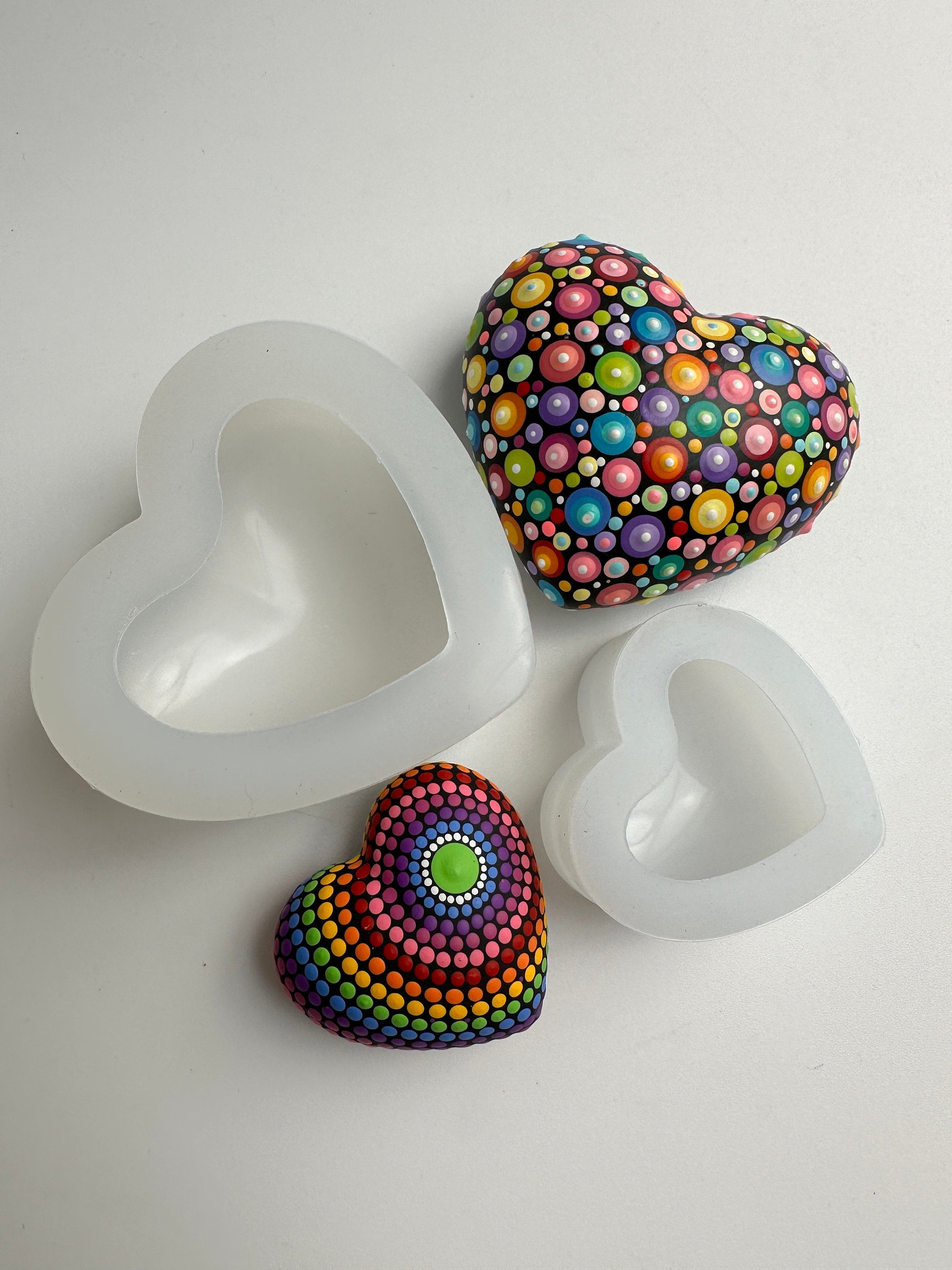 Medium Silicone Heart Stone Mold 3″ Rock Mould – Dot Art Depot