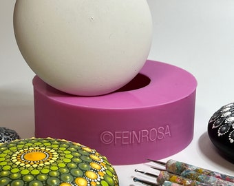 Mandala Stone Silicone Mold 10 cm by FeinrosaDesign – Casting Mold for Dot Painting, Painted Stones and Creative DIY Projects