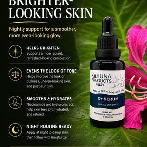 VITAMIN C+ SERUM | 20% Vitamin C Night Face Serum | Niacinamide Hyaluronic Acid | Brighter Looking Vegan Skincare bild 4