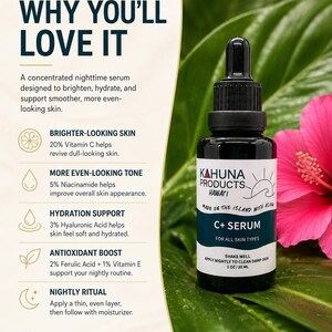 VITAMIN C+ SERUM | 20% Vitamin C Night Face Serum | Niacinamide Hyaluronic Acid | Brighter Looking Vegan Skincare bild 8