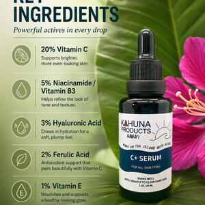 VITAMIN C+ SERUM | 20% Vitamin C Night Face Serum | Niacinamide Hyaluronic Acid | Brighter Looking Vegan Skincare bild 6