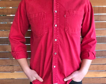 red denim shirt