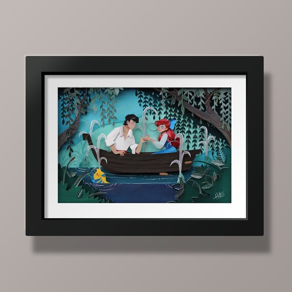 The Little Mermaid Kiss The Girl Original Paper Cut Frame Etsy The Little Mermaid Kiss The Girl Original Paper Cut Frame Etsy