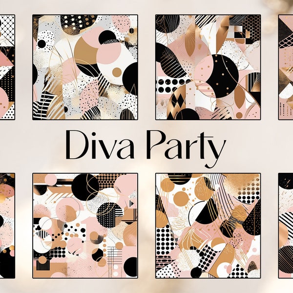 Diva Party Backgrounds White Pink Black Gold Blush Champagne Sparkle Glitter Glamour Fashion Scrapbook Invitations Birthday Party Girl