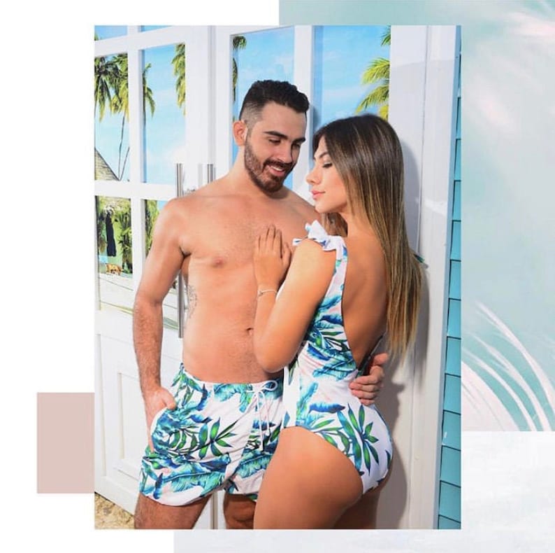Matching swimsuits, swimsuits for couples, one piece swimsuit, men trunks, couples swimsuit, couples matching set 
