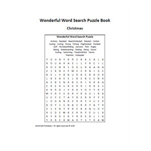 sports word search puzzle book printable seek find etsy