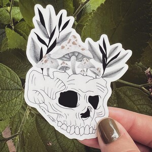 Skull Sticker, Vinyl Sticker, Skull Magnet, Sticker, Mushroom, Skull, Mushroom Skull, Magnet, Mushroom Magnet, Mushroom Sticker,