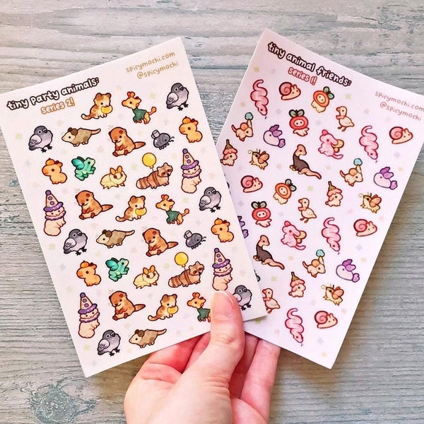Tiny Animal Sticker Sheets / 4x6 Sticker Sheet of Small Cute Aesthetic Stickers for Journal Planners Notebook or Laptop