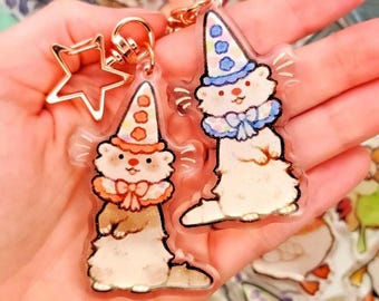 Clown Ferrets Keychain Set / 2.5in Glitter Double-Sided Acrylic Charms / Silly Animal Best Friend Gift
