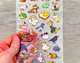 Little Critters Sticker Sheet / Clear Transparent Animal Stickers