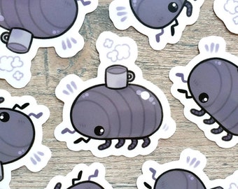 Bug with a Mug Sticker / Rolly Polly / Cute Bug Sticker / Isopod Sticker / Laptop Vinyl Sticker / Cute Animal Sticker / Bug Lover Gift