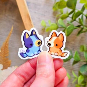 Little Blue and Orange Puppy Sticker Set / Cartoon Dog Stickers / Cute Animal Vinyl Stickers for Water Bottle, Laptop / Best Friend Gift