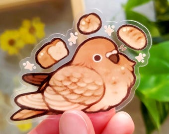 Loaf Pigeon Sticker / Cute Clear Bird Sticker for Laptop, Water Bottle, Journal / Gift for Bird Lovers
