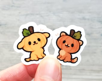 Mini Pumpkin Puppy and Cat Sticker Set, Halloween Animal Stickers
