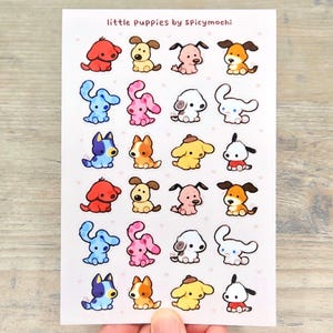 Little Puppies Sticker Sheet / 4x6 Cartoon Dog Stickers for Water Bottle or Laptop