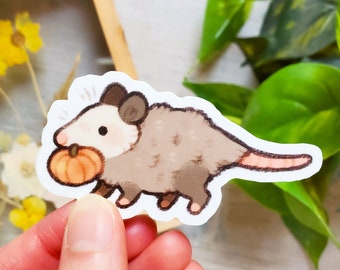 Pumpkin Possum Sticker, Gift for Possum Lover Sticker, Cute Halloween Animal Sticker, Vinyl Water Bottle Laptop Phone Case Sticker