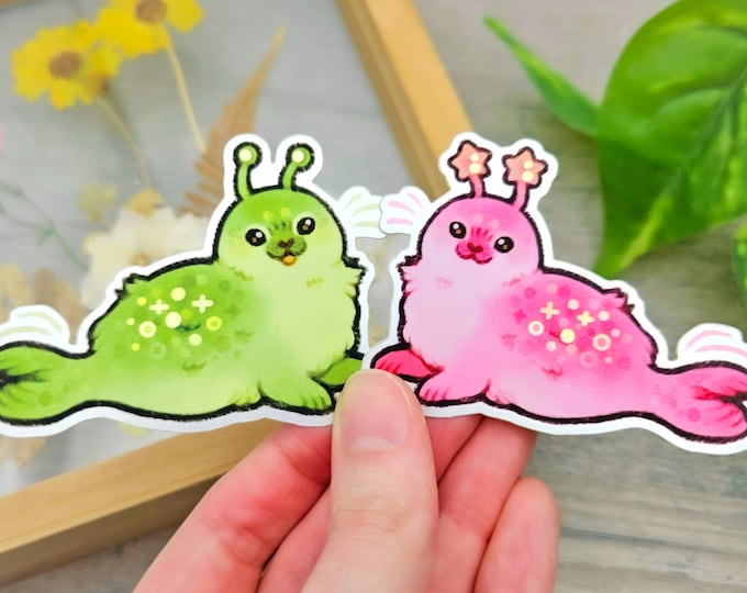 Holographic Alien Seal Sticker Set / Cute Space Stickers for Laptop Journal Planner Notebook / Fun Gift for Best Friend