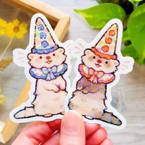 Holographische Clown Frettchen Aufkleber / Dummer Tier Clown Aufkleber / Wasserfester Laptop Tieraufkleber / Bester Freund Geschenk