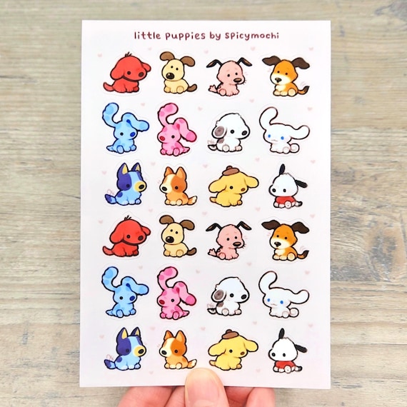 Little Puppies Sticker Sheet / 4x6 Cartoon Dog Stickers for Water Bottle or Laptop