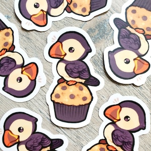 Puffin Muffin Sticker / Cute Puffin Sticker for Bird Lovers / Bird ...