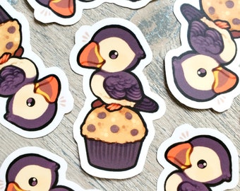 Puffin Muffin Sticker / Cute Puffin Sticker for Bird Lovers / Bird Sticker / Laptop Sticker / Vinyl Sticker