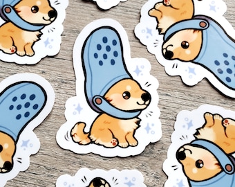 Croc Dog Sticker / Shiba Inu Sticker / Puppy Sticker / Animal Sticker / Laptop Sticker / Vinyl Sticker