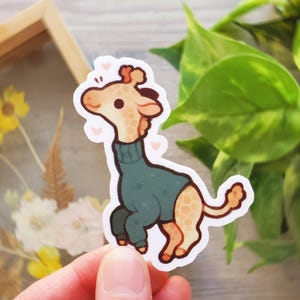 Cozy Alpaca and Giraffe Sticker Set of 2, Cute Animal Vinyl Stickers for Water Bottles & Laptops, Best Friend Gift for Her Cozy Giraffe