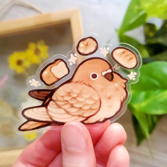 Pigeon Loaf Clear Sticker / Cute Animal Sticker / Waterproof Clear Laptop Sticker, Gifts for Bird Lovers, Cute Sticker, gift for her