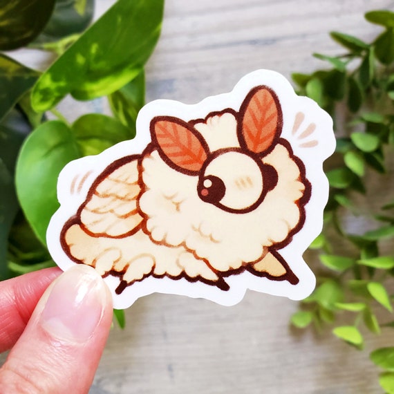 Fluffy Poodle Moth Sticker / Fluffy Moth Sticker / Cute Moth Sticker /  Vinyl Sticker / Water Bottle Sticker 