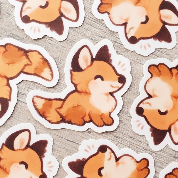 Jeffdad Set van 60 vossenstickers, dierenstickers, set van 60 stuks, waterdichte stickers, vinyl stickers, vossenstickers, esthetisch voor scrapbook, skateboard, auto, bagage, kaarten, fotoalbums