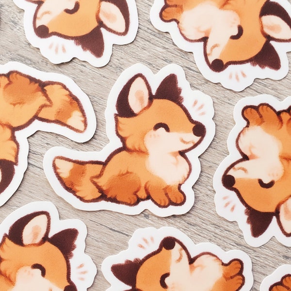 Fluffy Fox Sticker / Cute Animal Sticker / Laptop Sticker / Fox Vinyl Sticker