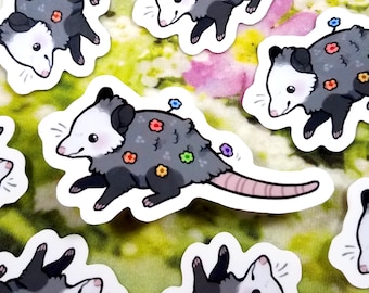 Opossum Blüten Aufkleber / Aufkleber Opossum / Aufkleber für Laptop / Vinyl Aufkleber / Laptop Aufkleber